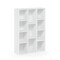 42" Freestanding White Wooden Bookcase with 11 Open Cube Storage Shelves and Closed Back